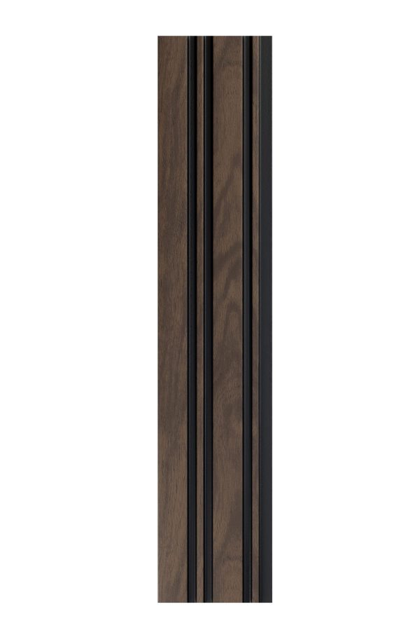 Profil stânga pentru panou riflat 3D Milo, Walnut, 270x4.2cm, Lamelio