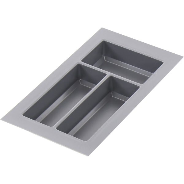 Organizator sertar, Classico, gri, 3 compartimente, 30 x 45 cm