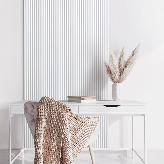 Riflaj decorativ Lamelio tip panou polimer, Luna, Alb, 270x12 cm