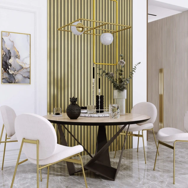 poza de prezentare riflaje intr.un living cu o masa decorativa