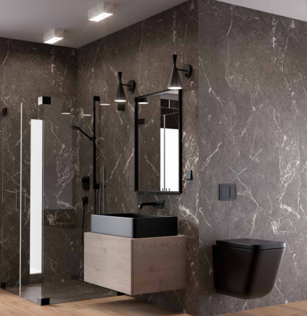 Panou SPC decorativ Nebulous Black R261 Kronospan Rocko Waterproof Tiles 2800x1230x4