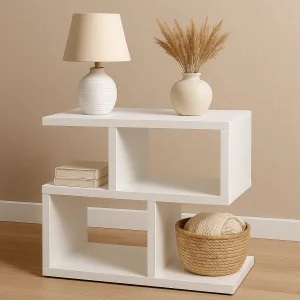 masuta de cafea noptiera etajera decorativa lemn alb 8685 bs simpla moderna forma geometrica braseco