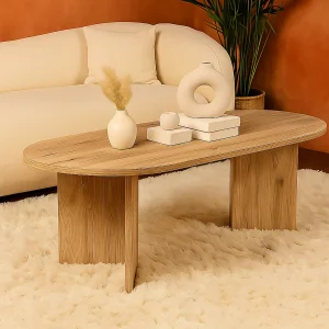 masa de cafea ovala maro din pal h1145st10 stejar lemn forma geometrica simpla moderna living sau terasa decorativa