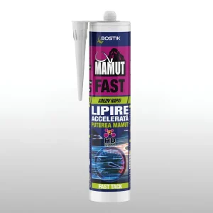 Cartuș Bostik Mamut Fast de 290 ml, adeziv hibrid de montaj alb