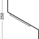 Desen tehnic lateral al raftului cu margine înaltă Häfele: înălțime 250 mm, adâncime 118 mm